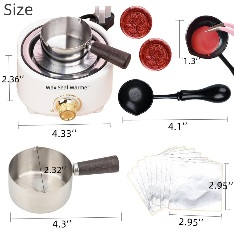 Wax Seal Warmer Electric, White Sealing Wax Furnace Kit Includes 1Pcs 80ml Large Spoon and 1Pcs Non-Slip Spoon Sealings Stamp Melting Warmer Great Tool for Melt Waxs Seals Sticks Beads (White)