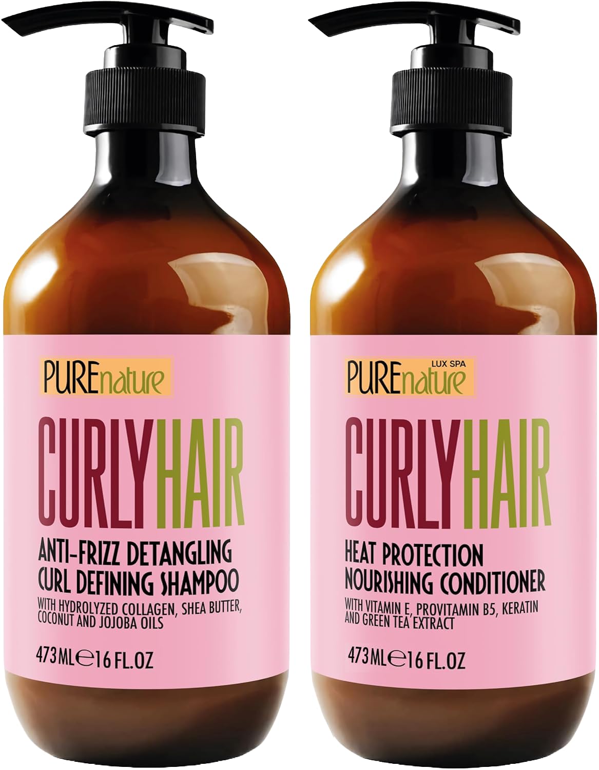 Curly Hair Shampoo & Conditioner Set - Sulfate-Free, Color Safe | Moisturizing for Wavy, Frizzy & Permed Styles with Argan Oil