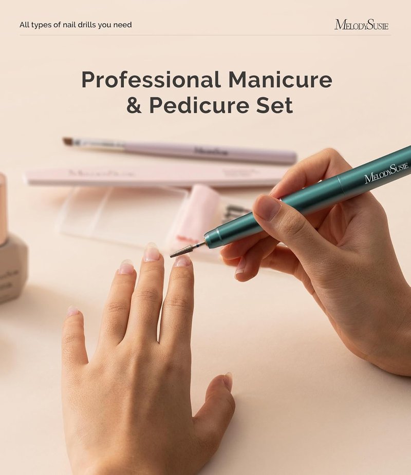 MelodySusie Ultra-Slim Cordless Nail Drill - 30000RPM Portable Electric File with LED Display for Manicure & Gel Removal