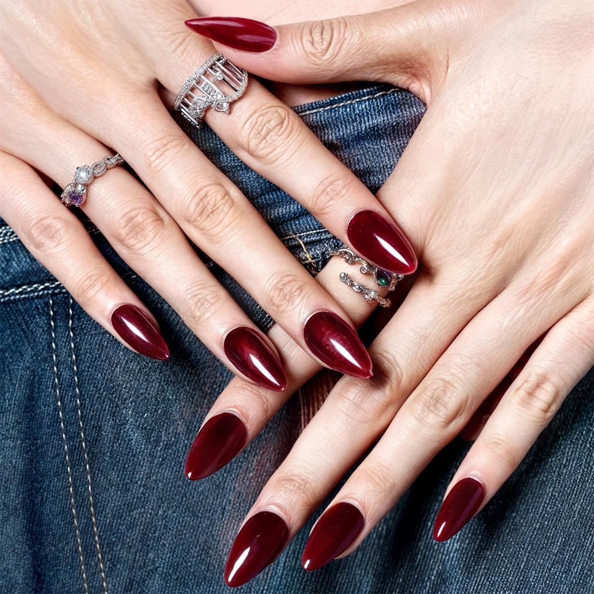 Glamermaid Cherry Red Press-On Nails - Handmade Jelly Soft Gel | Medium Almond & Stiletto Shapes