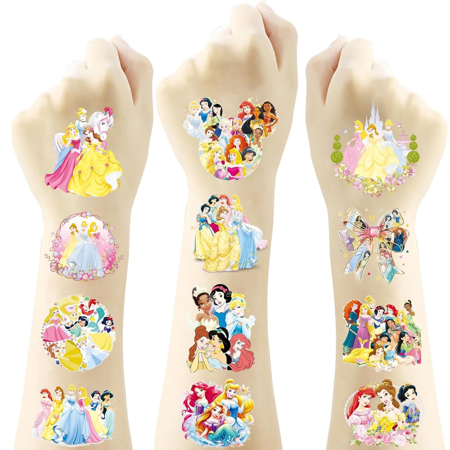 Princess Temporary Tattoos - 60 Pcs Birthday Party Supplies | Cute Cartoon Stickers for Kids