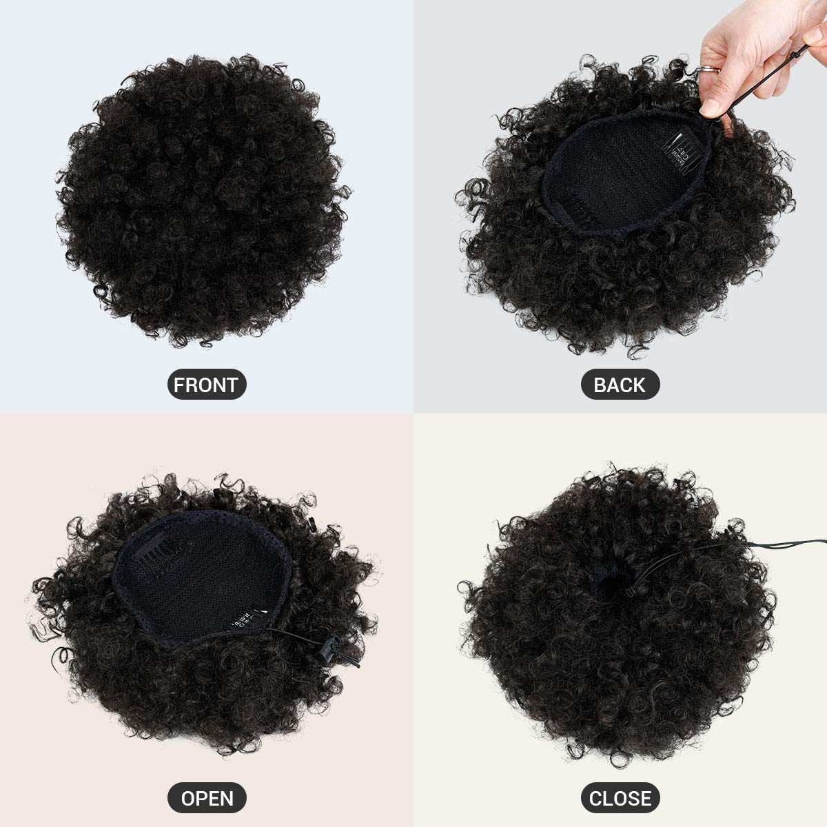 Afro Puff Drawstring Ponytail - Retro Kinky Curly Wig for Black Women | Large, Dark Brown Synthetic Hair Extension
