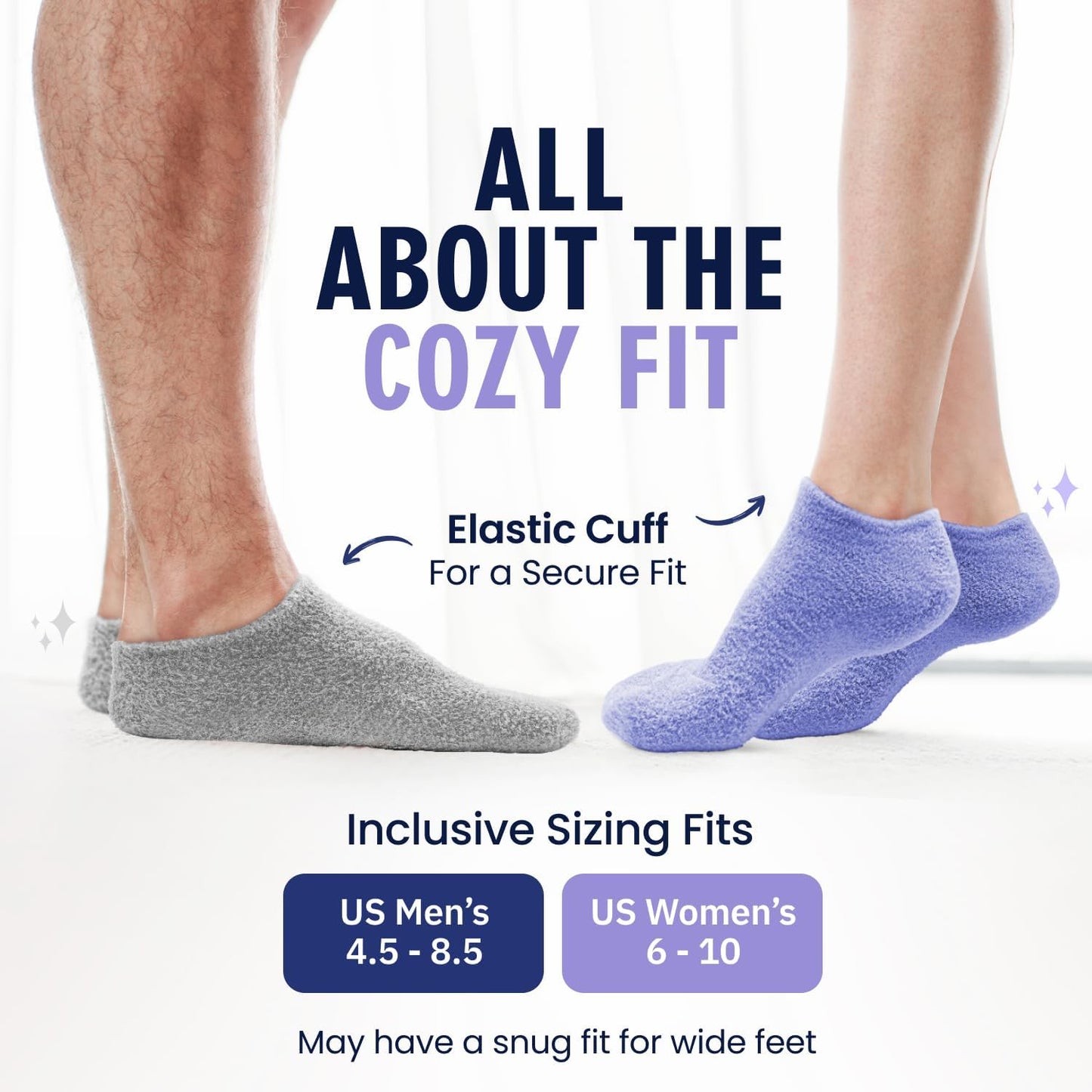 Moisturizing Gel Socks for Men & Women - Treat Dry Feet & Cracked Heels | Full Foot Gel Lining with Mango Butter & Shea Butter (Purple Paradise)