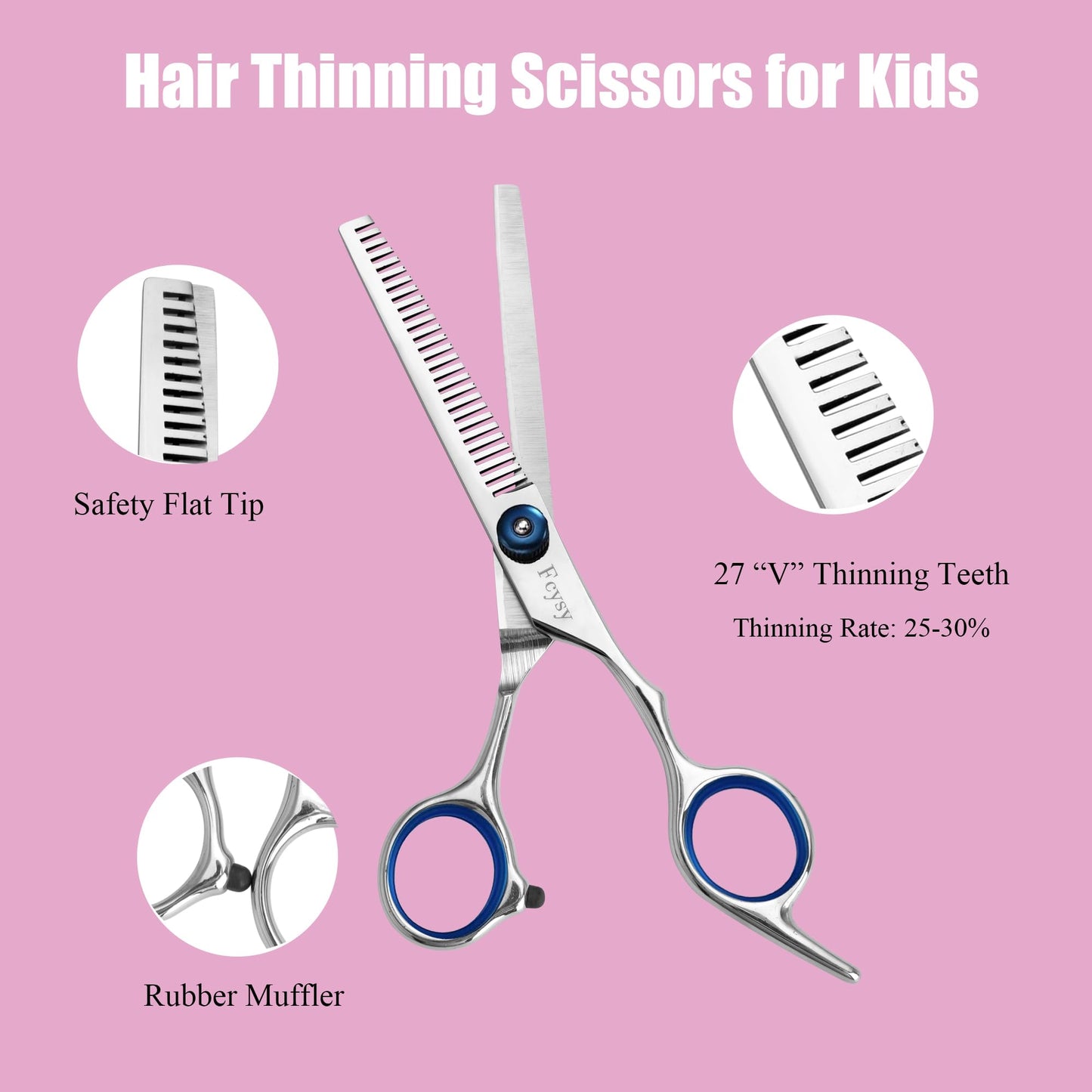 Kids Hair Cutting Kit, Complete Haircut Set for Children – Safety Round Tip Scissors, Thinning Shears, Razor Comb, Barber Cape, Neck Duster, Comb & Clips, Home Haircut Kit with Bag