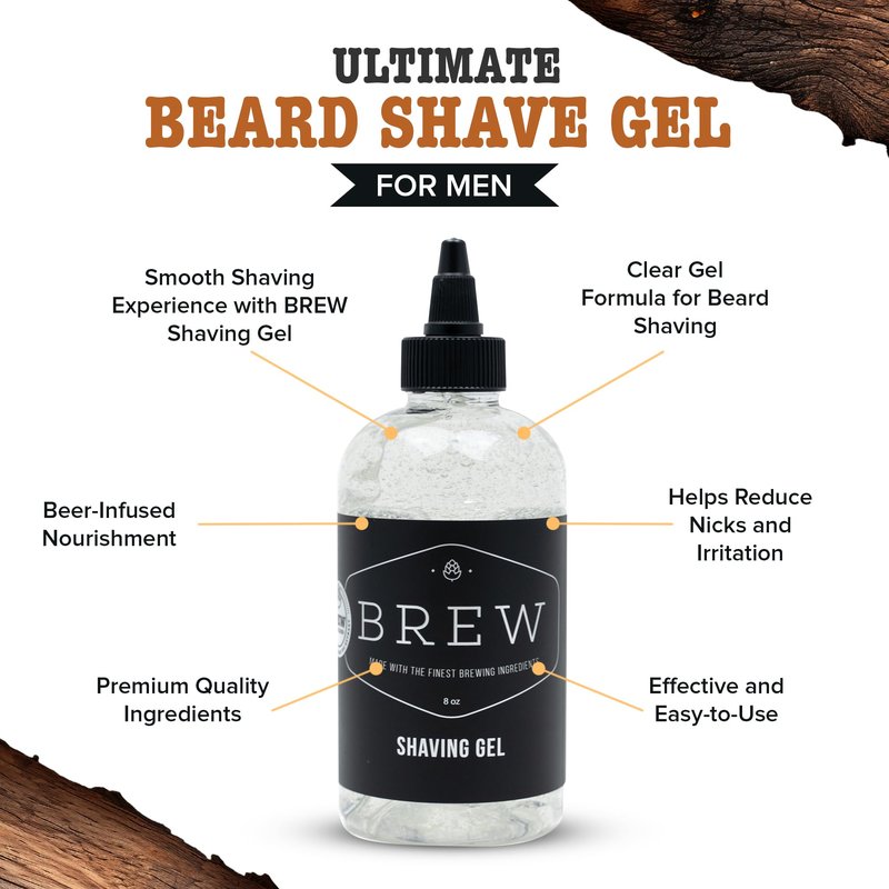 Complete Men's Beard Grooming Kit by BREW Grooming - Ultimate Gift Set Kit for Men including Wooden Comb, Beard Oil, Clear Shave Gel & Travel Toiletry Bag