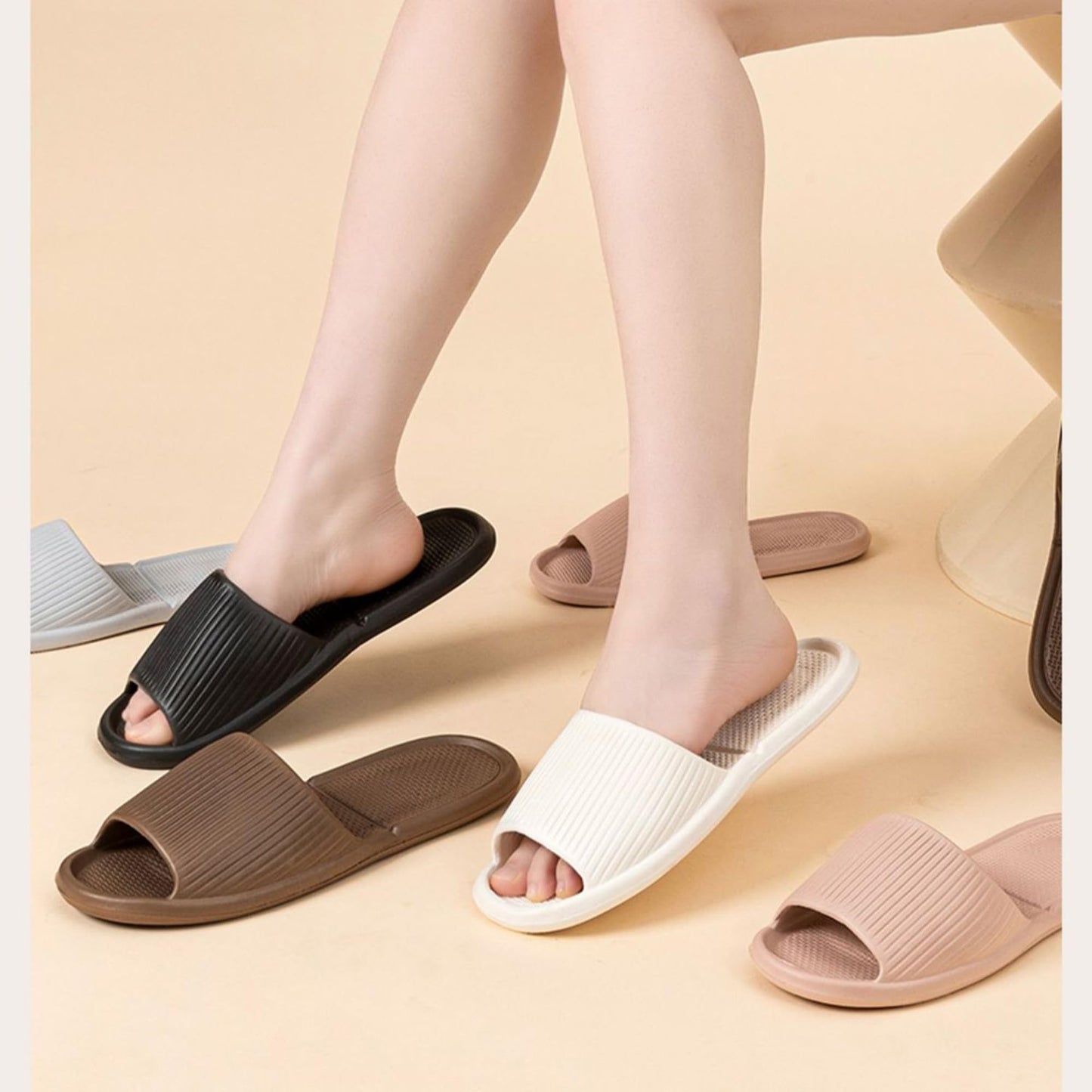 SNUGATICA Shower Shoes Travel Foldable Portable Non Slip Slippers for Hotel Guests Swimming Spa Unisex Men Women Lightweight EVA Bathroom Slides Quick Drying Water Resistant Footwear