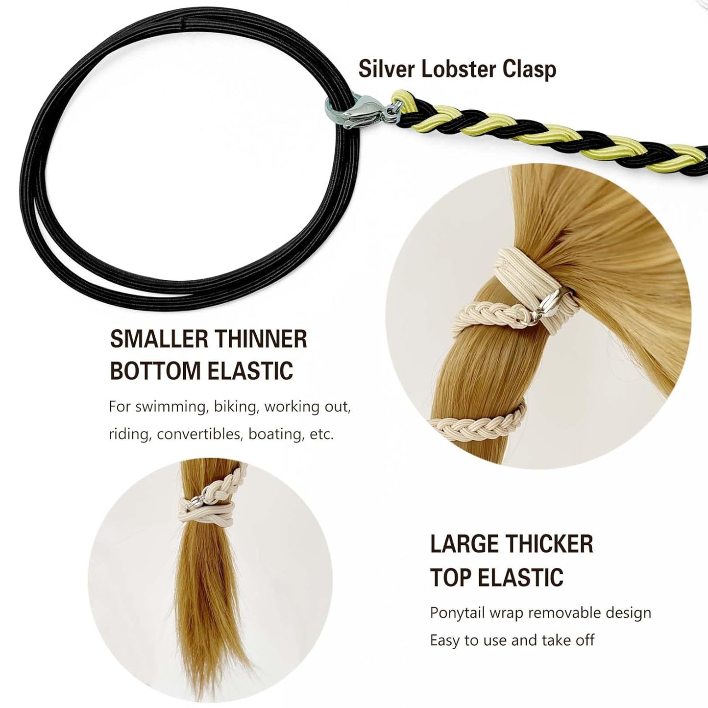 Colorful Spiral Hair Ties - No Damage Elastic Ponytail Holders for Short Fine Hair | 3 Packs