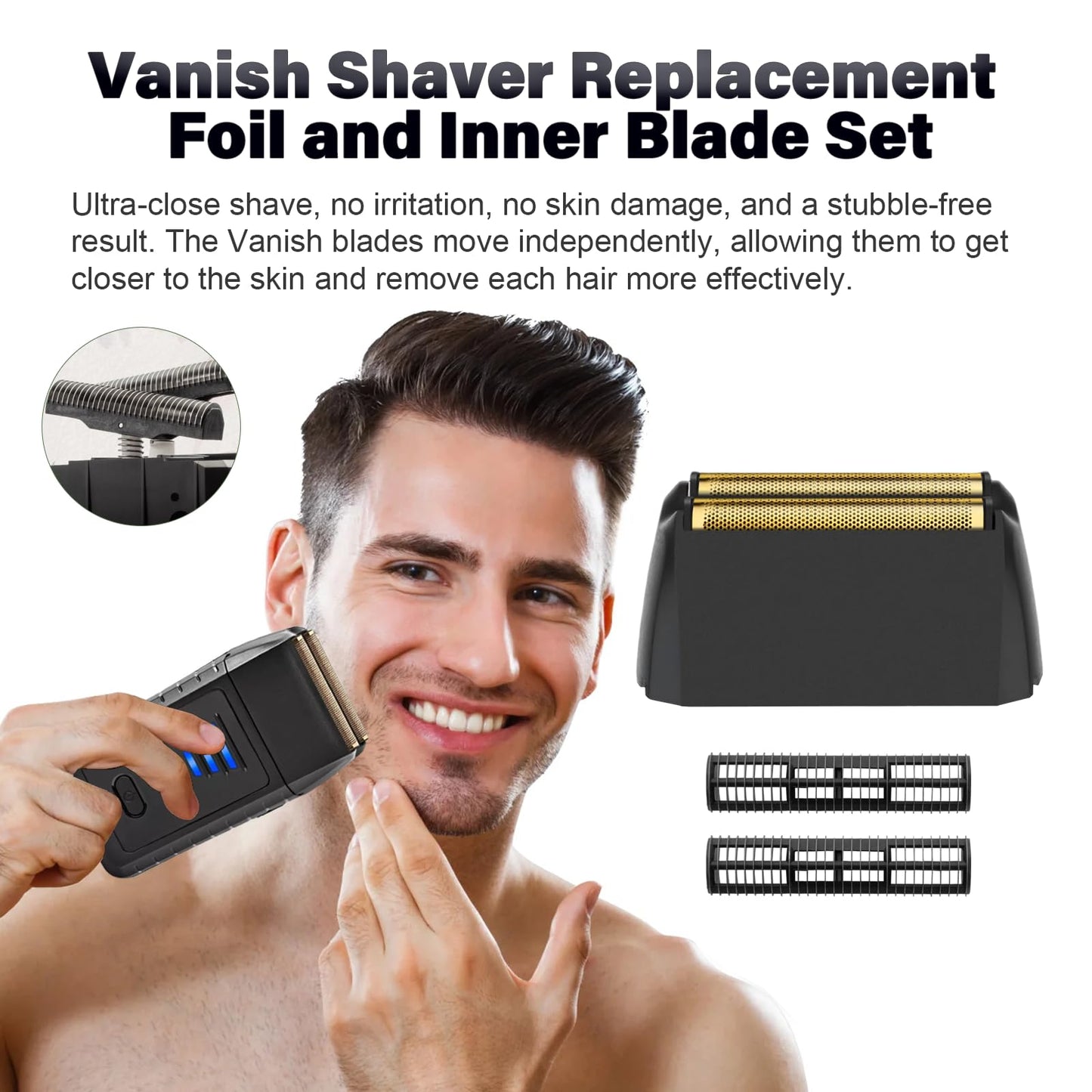 1 Pack Shaver Replacement foil Compatible with wahl 5 Star Series Vanish Shaver 8173-700,Vanish Replacement Foil & Cutter Bar Assembly for Super Close Shaving,Shaver Blade for Wet & Dry Shaving,Black