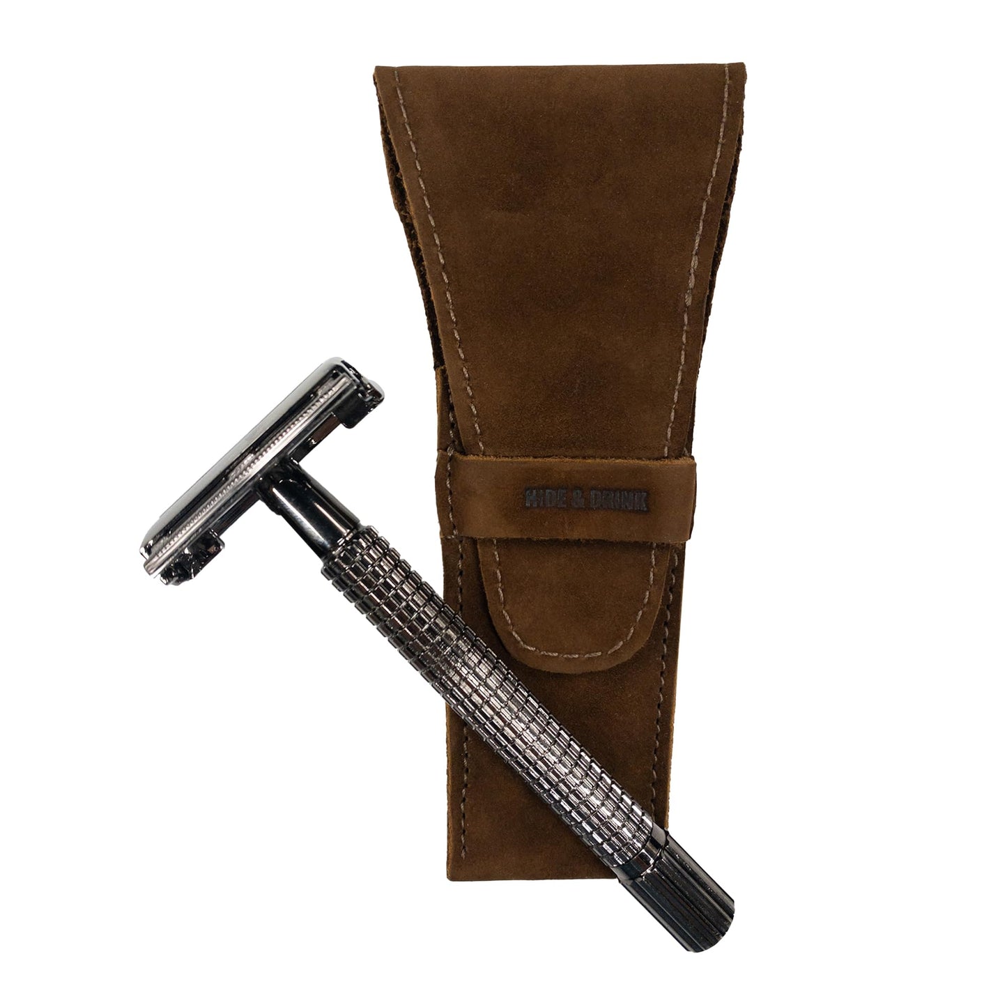 Hide & Drink, Leather Safety Razor Case, Shaving Accessories, Personal Care Essentials, Handmade (Swayze Suede)