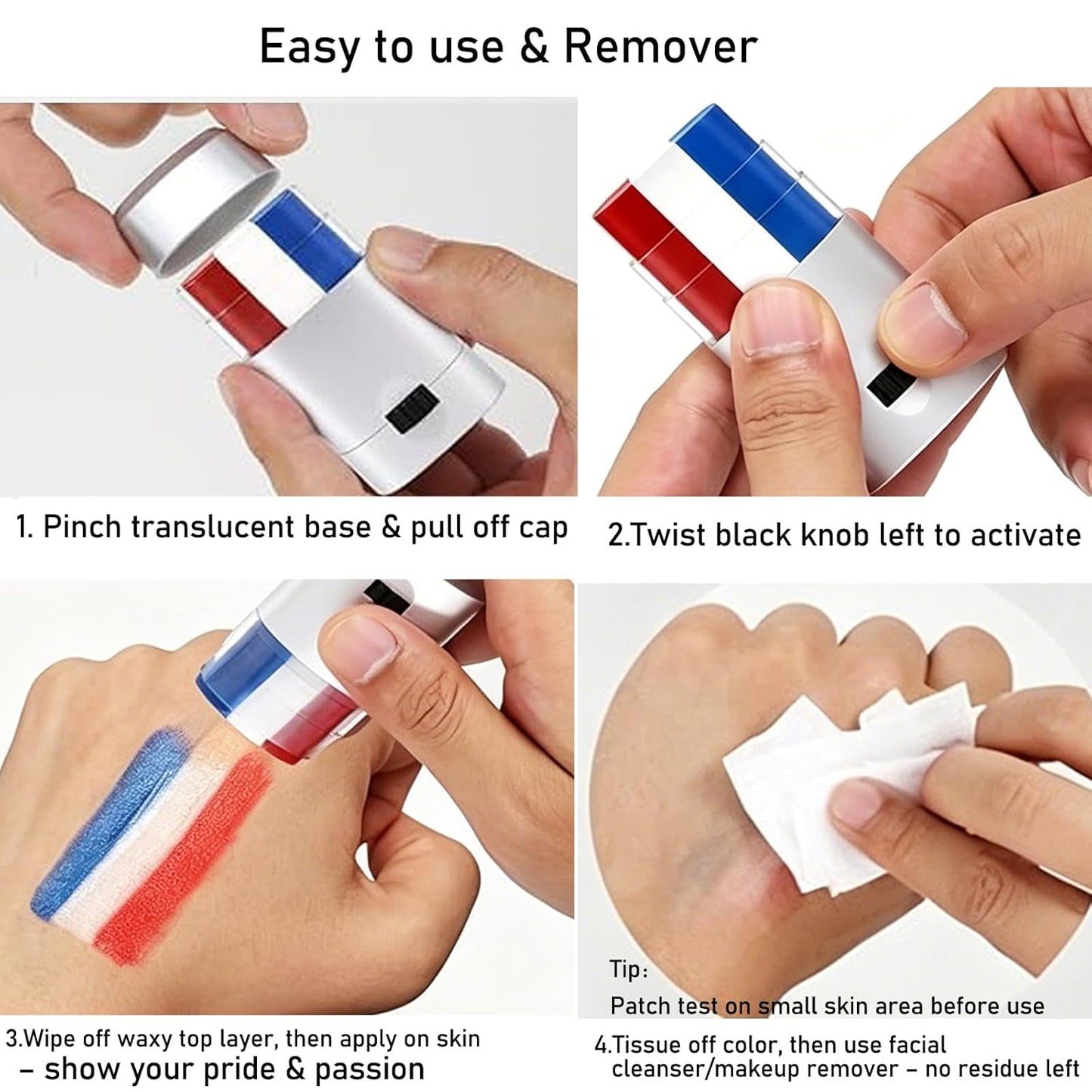 USA Flag Face Paint Stick - Red, White & Blue Body Paint Crayon for 4th of July Celebrations | 1 Piece