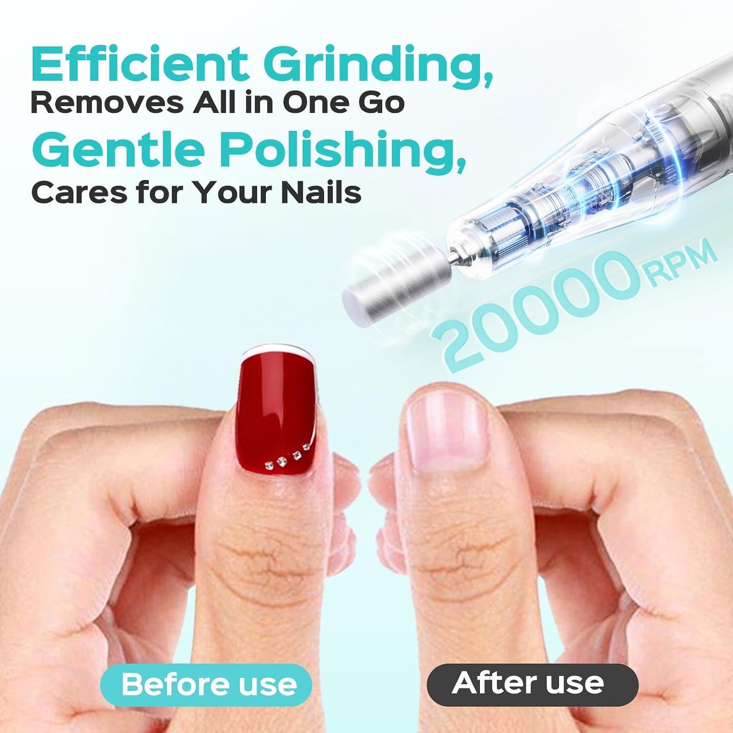 COSLUS Cordless Nail Drill - Professional Electric Nail File Kit with LED Screen | Portable for Home & Salon Use, Gray