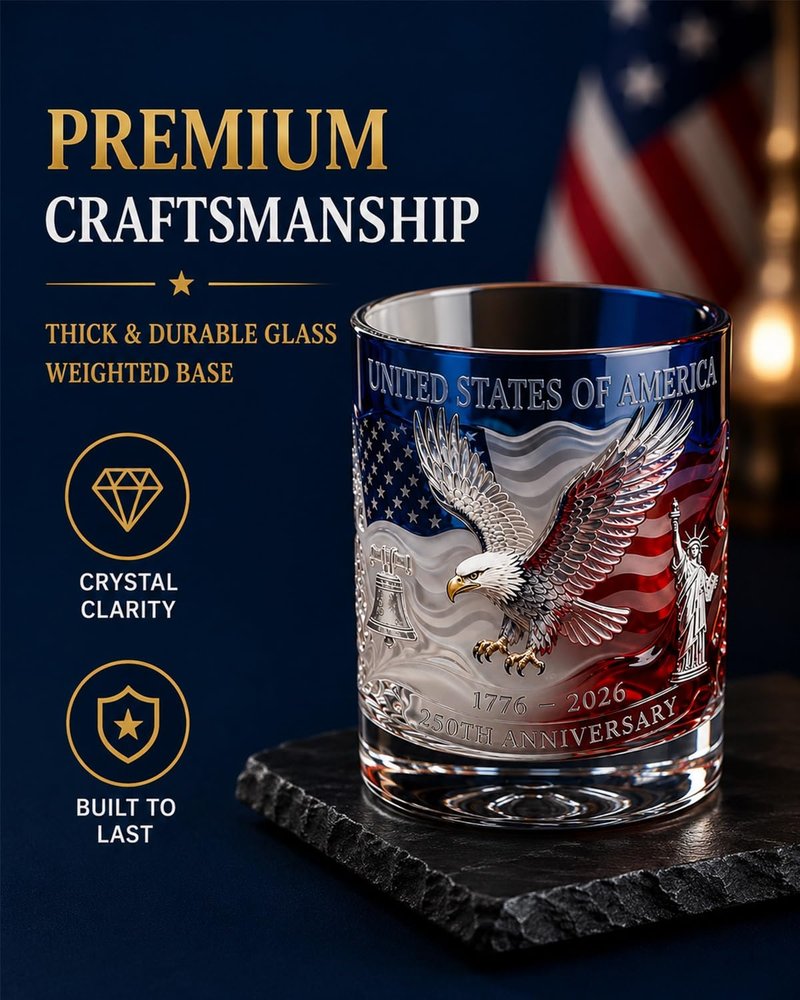 Limited Edition 2026 USA 250th Anniversary Commemorative Glass Heritage Decanter, Patriotic Bourbon We the People Whiskey Liquor Tumbler 1776-2026 Collectible Keepsake Father Gifts(Blue-1pc)