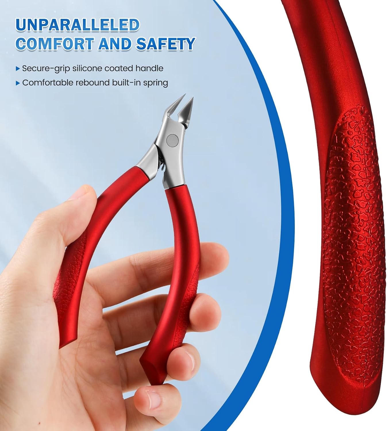 Toenail Clippers for Ingrown Toenail Prevention - Ergonomic Podiatrist Nail Scissors for Thick Nails | Red