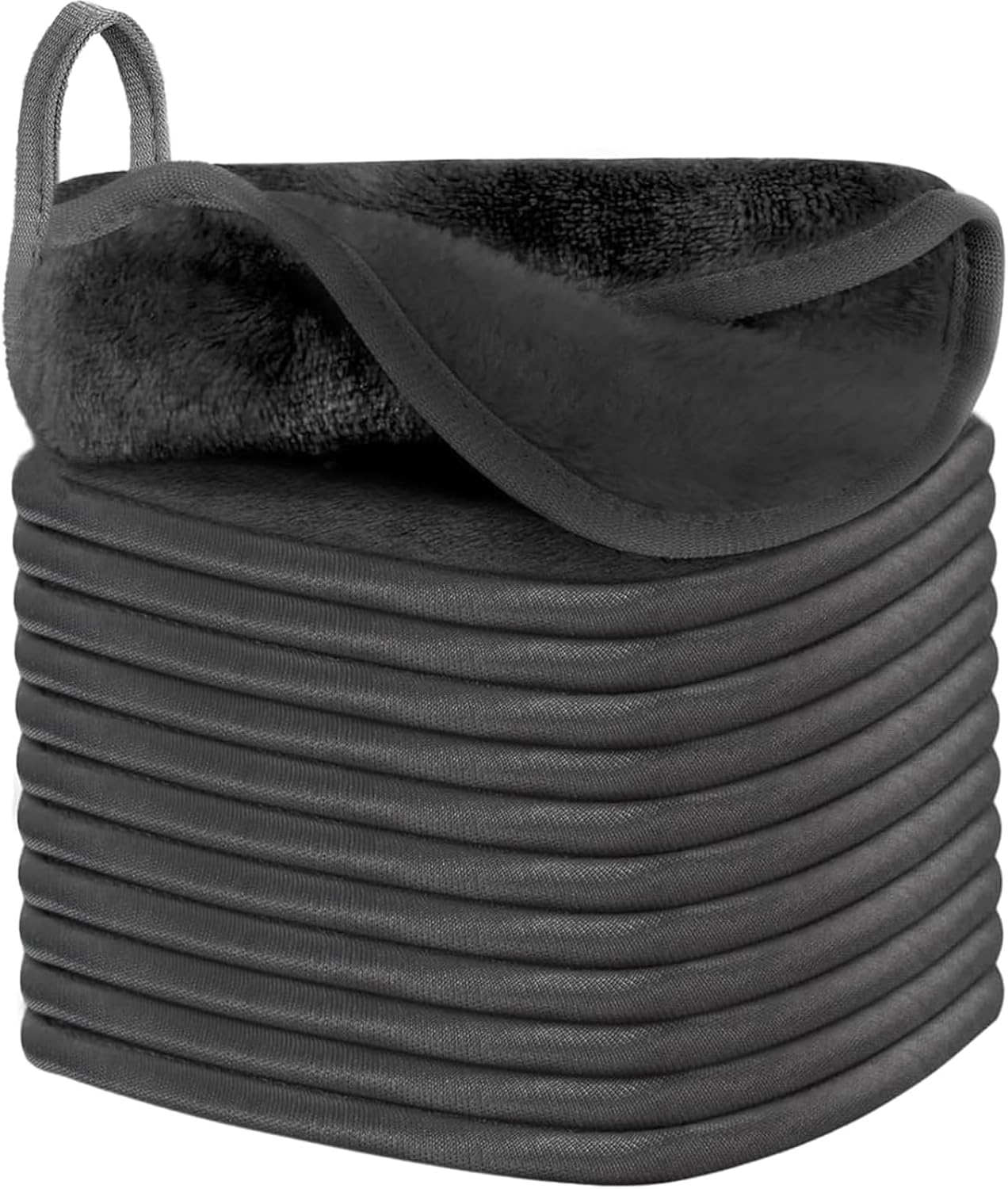 Makeup Remover Cloth - 12 Pack Super Soft Reusable Microfiber Towels for All Skin Types | 6x6 Inch Dark Grey