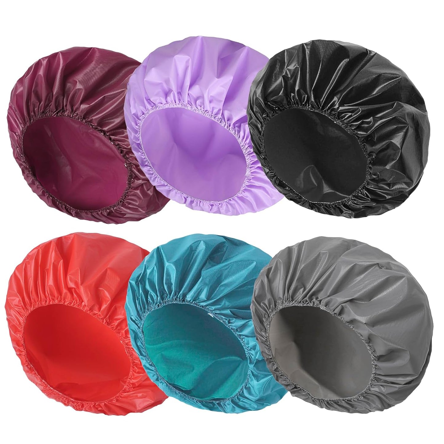 Waterproof Shower Caps for Women - 6 PCS Reusable Elastic Bathing Caps | Double-Sided EVA in Candy Colors