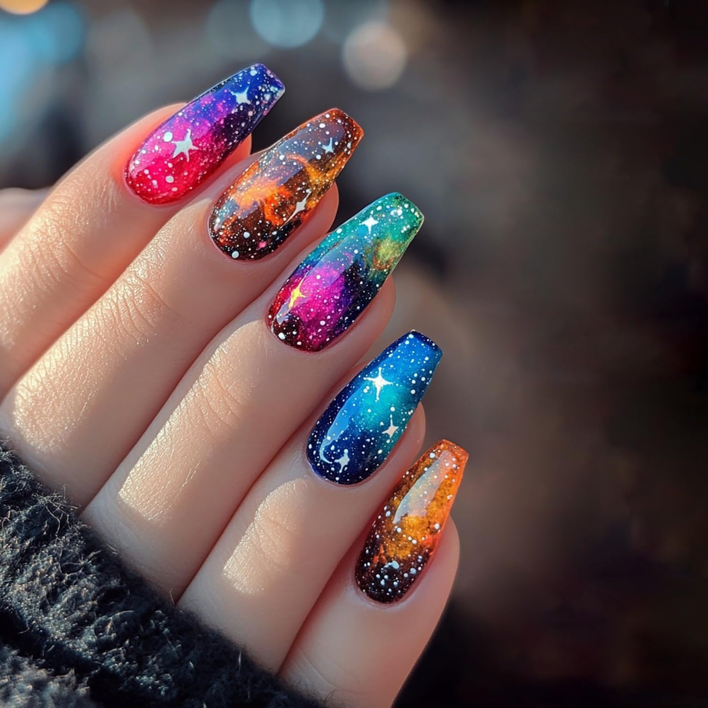 Mushroom Press-On Nails - Medium Flower Fantasy Design | Glossy Full Cover Ballet Shaped Fake Nails for Women