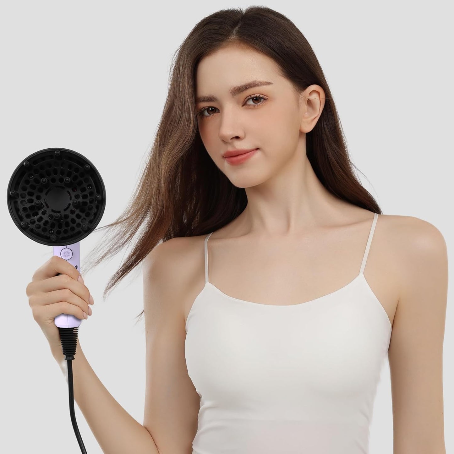 AINA Hair Dryer with Diffuser - Advanced Ionic Technology & Ceramic Coating | Fast Drying & Shine 110V (Purple)