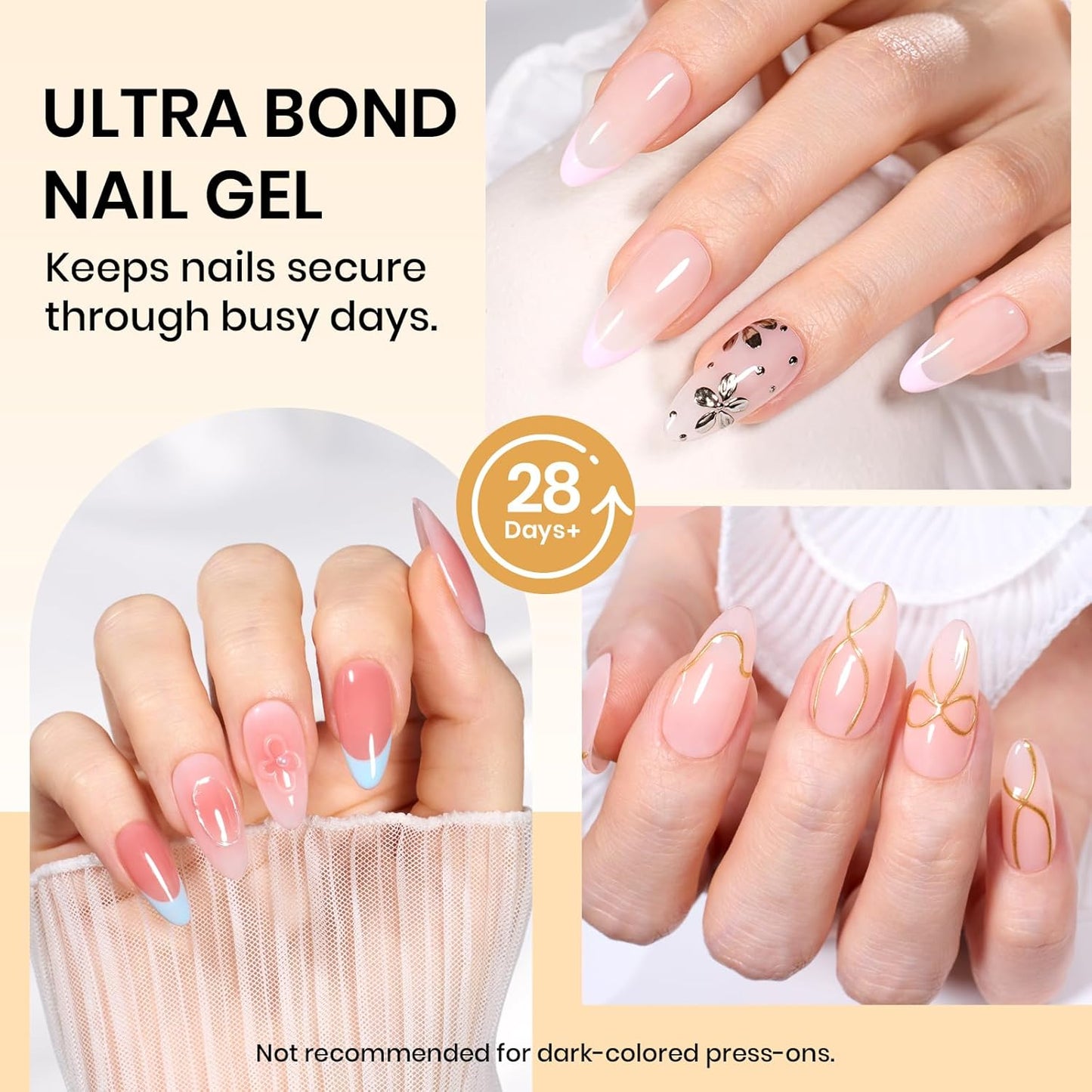 Beetles Nail Glue Gel - Strong Adhesion for False Tips | 15g Clear Hard Gel for 3D Summer Nail Art
