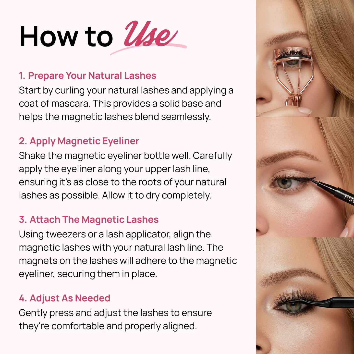Full Out Glam Magnetic Eyelashes and Eyeliner Kit - Contains 3 Styles of Reusable Magnetic Lashes, LashMate Applicator, BackSpot Liner - Easy to Wear, No Glue Needed, Performance Gift Set