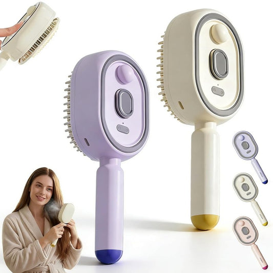 Electric Steam Brush - Rechargeable Misting Detangling Straightener | USB-C Styling Tool for Short Hair (2PCS-B)