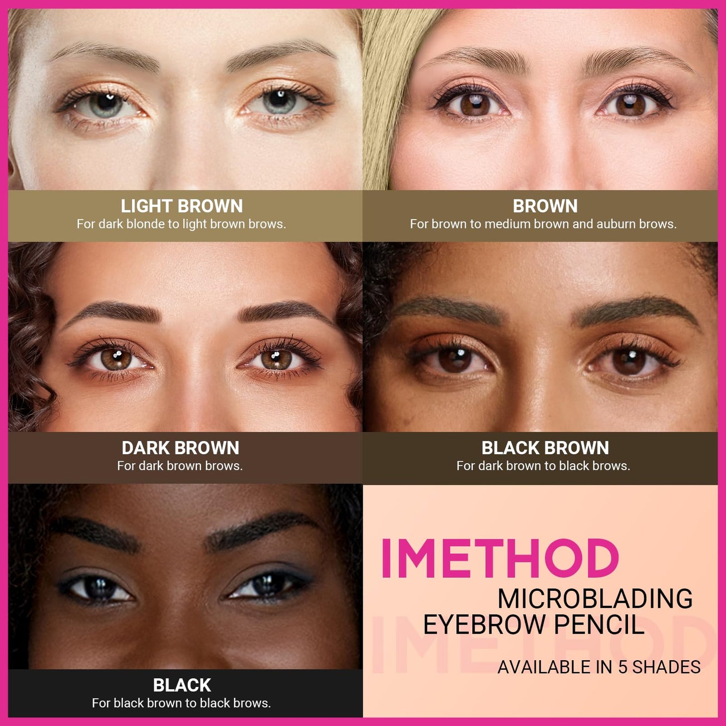 iMethod Microblading Eyebrow Pencil - Brow Pencil 2-in-1 Dual-Ended Eyebrow Pen with 3-Prong Micro-Fork-Tip Applicator and Precise Brush-Tip Creates Natural-Looking Brows, Stay on All Day, Black Brown