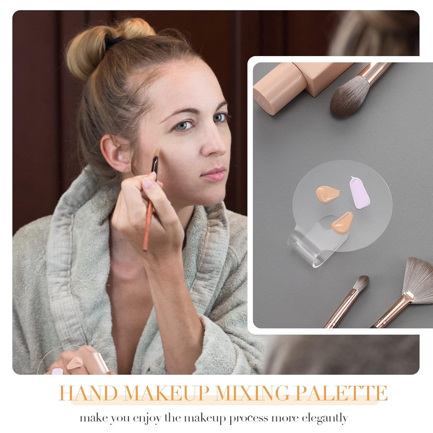 Acrylic Makeup Mixing Palette Set - 2 Clear Trays for Foundation & Eyeshadow Blending | Handheld Cosmetic Dishes
