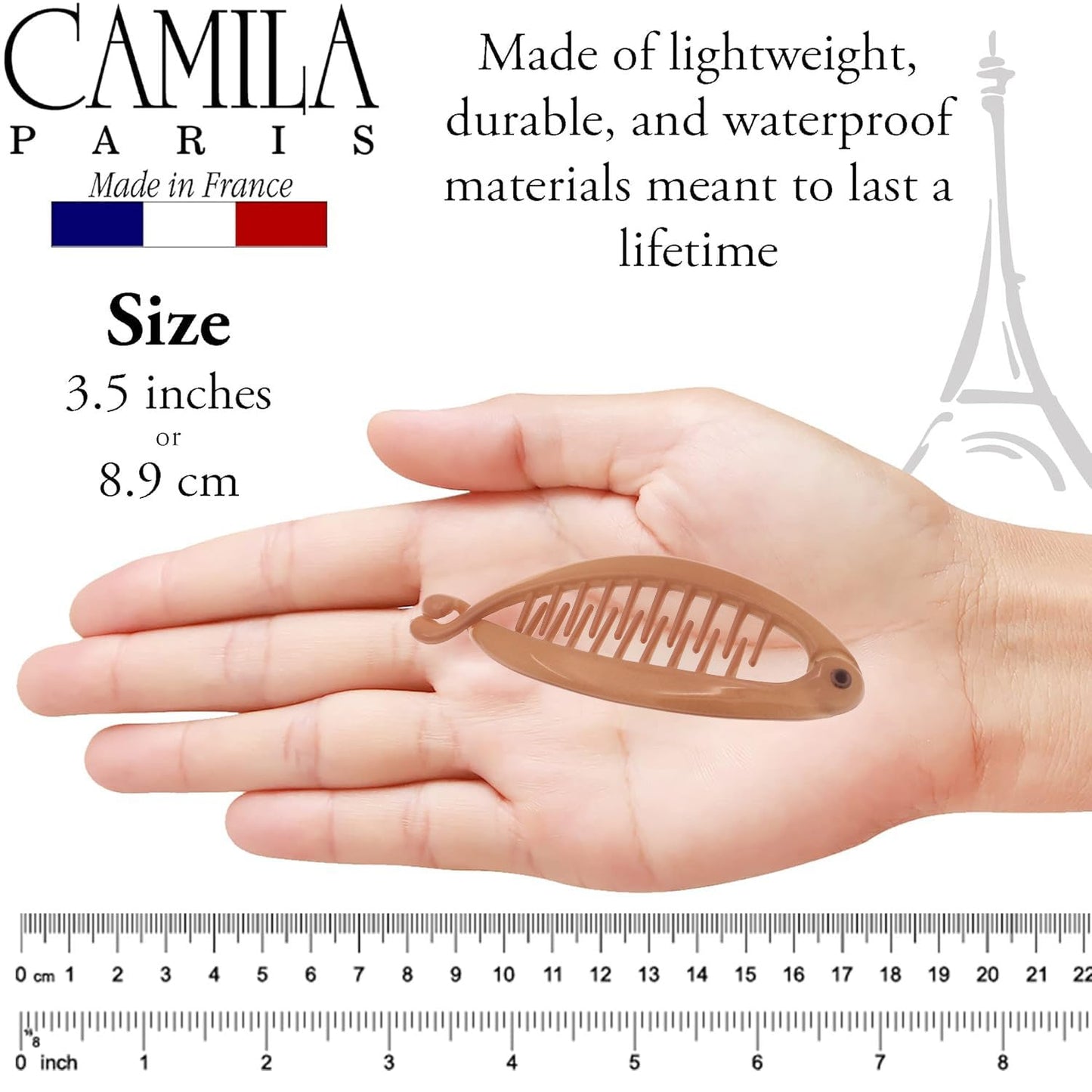 French Extra Small Banana Clips for Thin Hair - 3.5 Inch Classic Strong Hold Updo Ponytail Holder