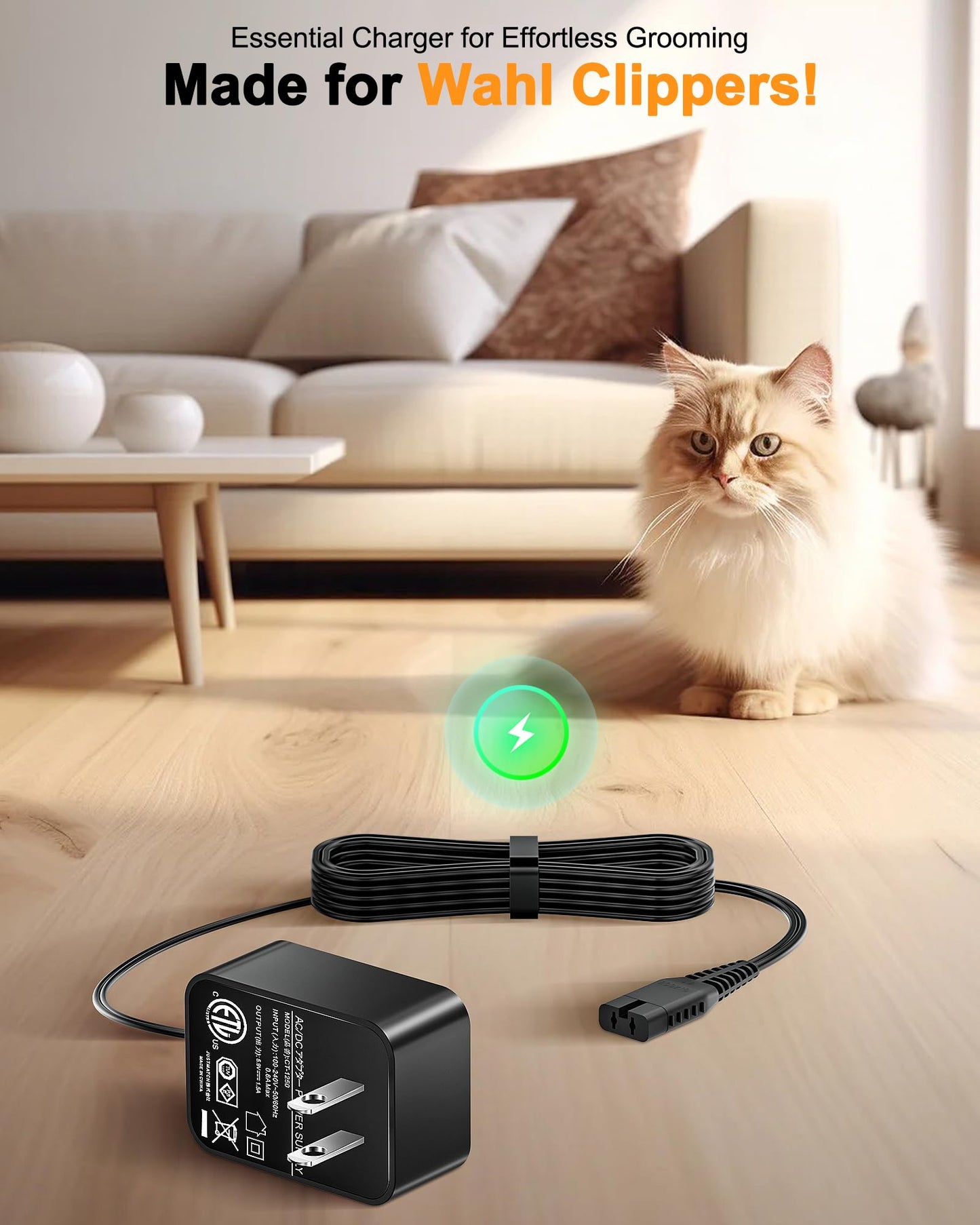 VHBW 5.9V for Wahl Bravura Charger Cord 1881-2800 Compatible with Wahl Arco, Bravura, Chromado, Motion, Mini Arco Animal Cordless Clippers