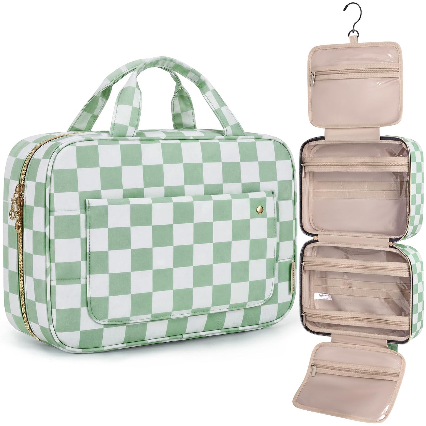 Toiletry Bag | Water-Resistant Travel Organizer with Hanging Hook - Medium Baby Pink