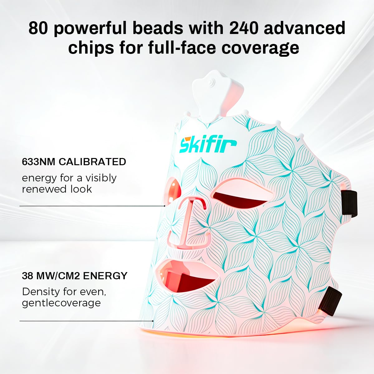skifir Wireless Photoelectric Beauty Red Light Mask Sustainable, Rechargeable and Ergonomic Design for Home & Travel