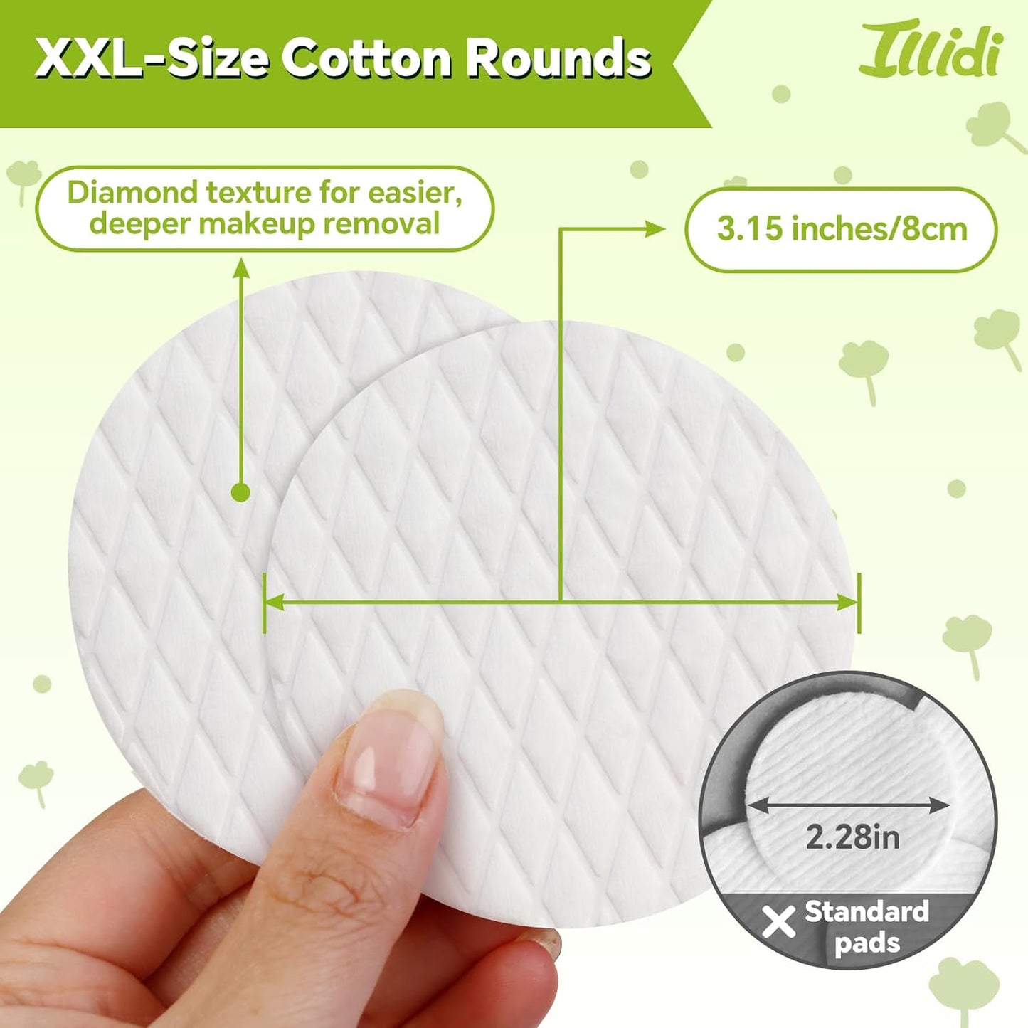 Extra Large Cotton Rounds - 3.15 Inch Diameter, 120 Count | Soft, Lint-Free Makeup Removal Pads