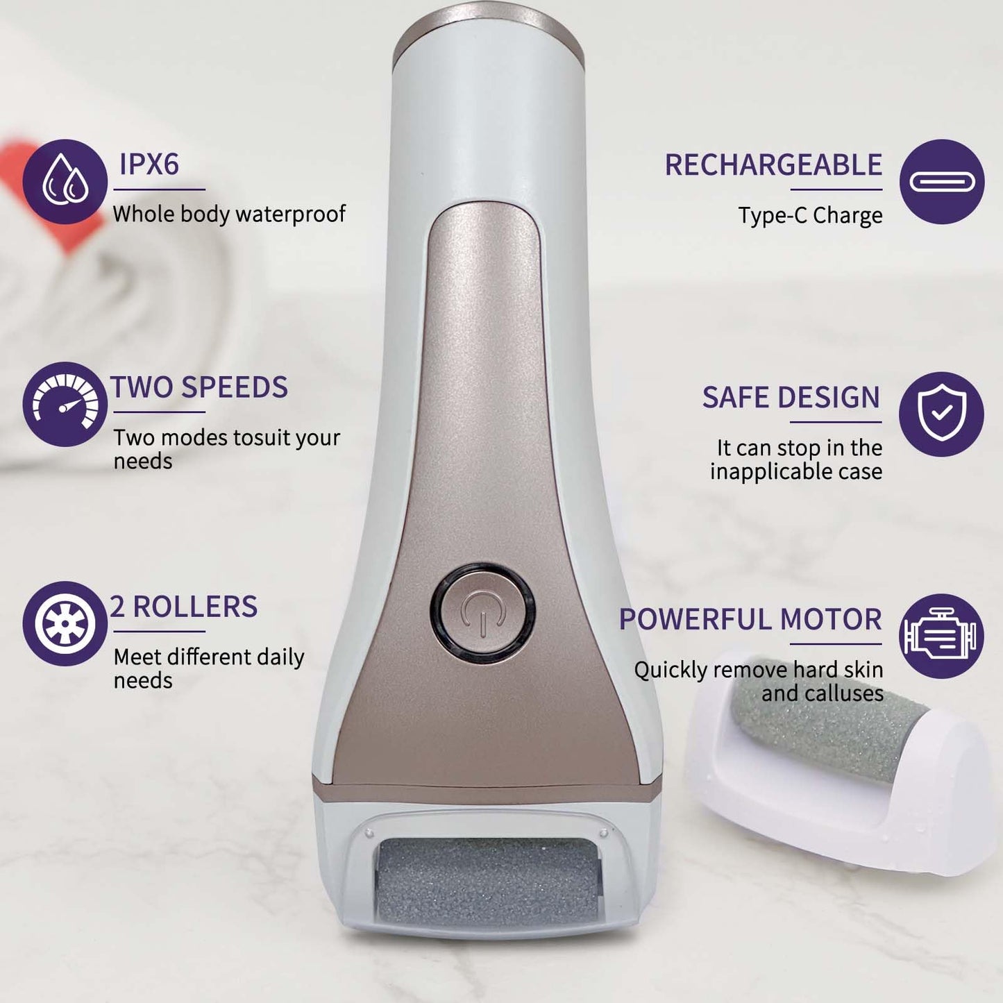 Electric Foot Callus Removers Rechargeable, Portable Electronic Foot File Pedicure Tools, Electric Callus Remover Foot Scrubber Kit, Professional Foot Care Ideal Gift for Dead, Hard Cracked Dry Skin