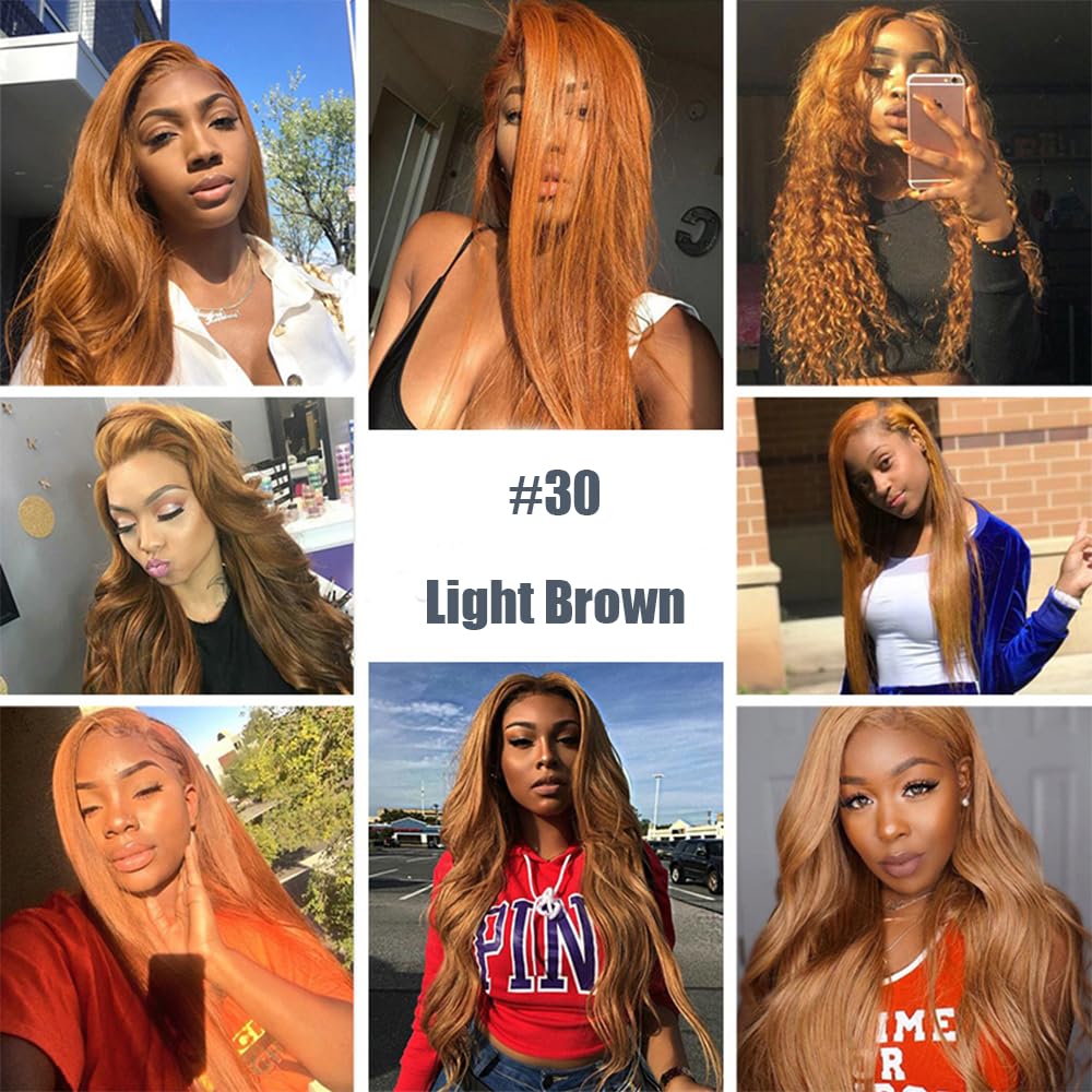 #30 Brown Clip in Hair Extensions Real Human Hair, 18 Inch 120g/7Pcs,Full Shine Remy Human Hair,Light Brown Straight Clip ins Brazilian Virgin Human Hair Extensions