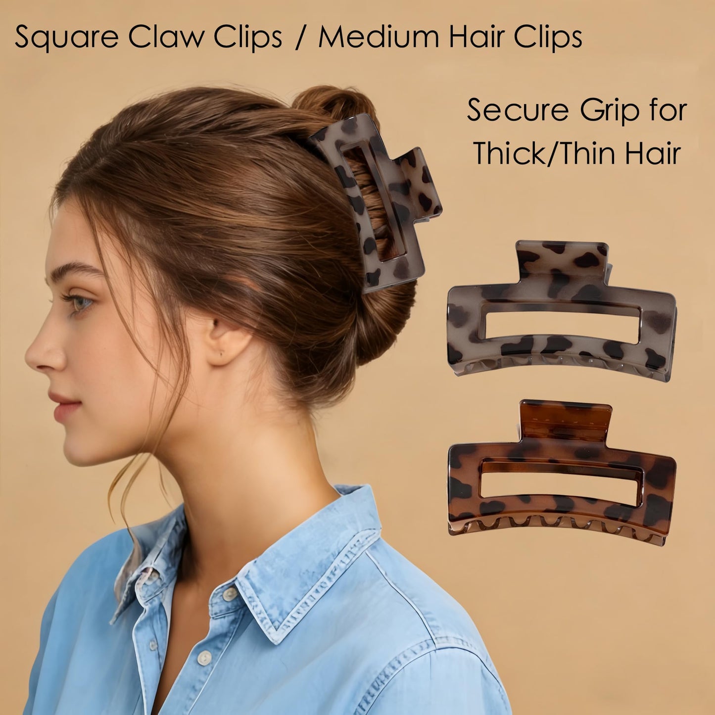 8Pcs Strong Hold & Non-Slip Matte Tortoiseshell Hair Clips for Women