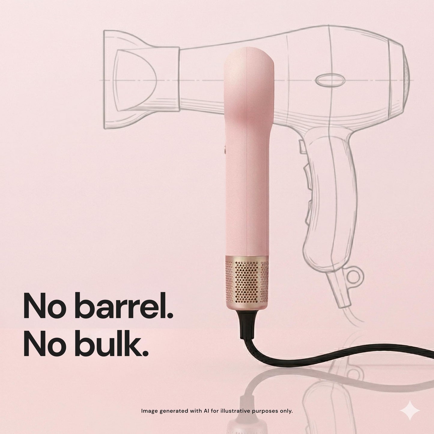 L'ANGE HAIR Axia HaloRing Ionic Hair Dryer | High Speed Professional Blow Dryer for Smooth, Frizz-Free Styles | Lightweight Brushless Motor with Concentrator & Wall Mount | 4 Heat Settings | Blush