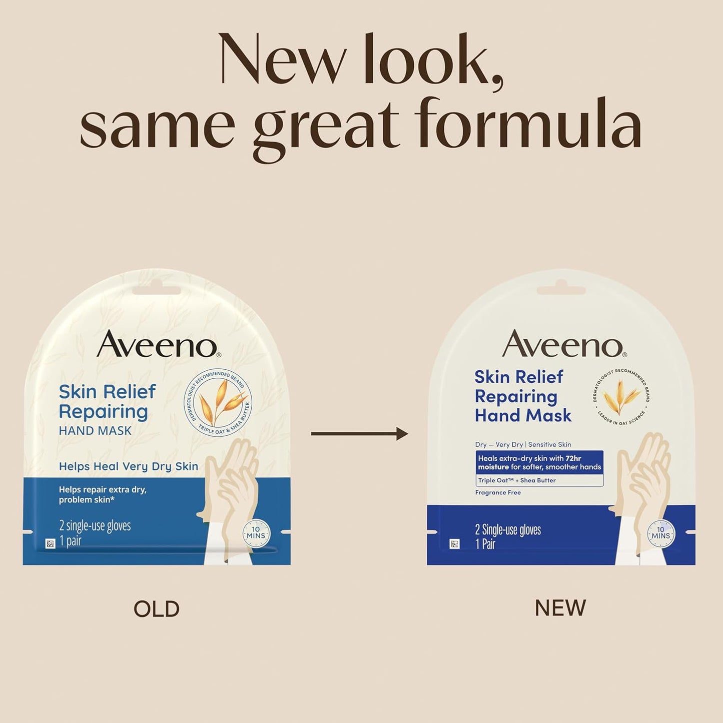 Aveeno Skin Relief Hand Mask - Moisturizing Gloves with Triple Oat & Shea Butter for Very Dry Skin | Fragrance-Free, 1 Pair
