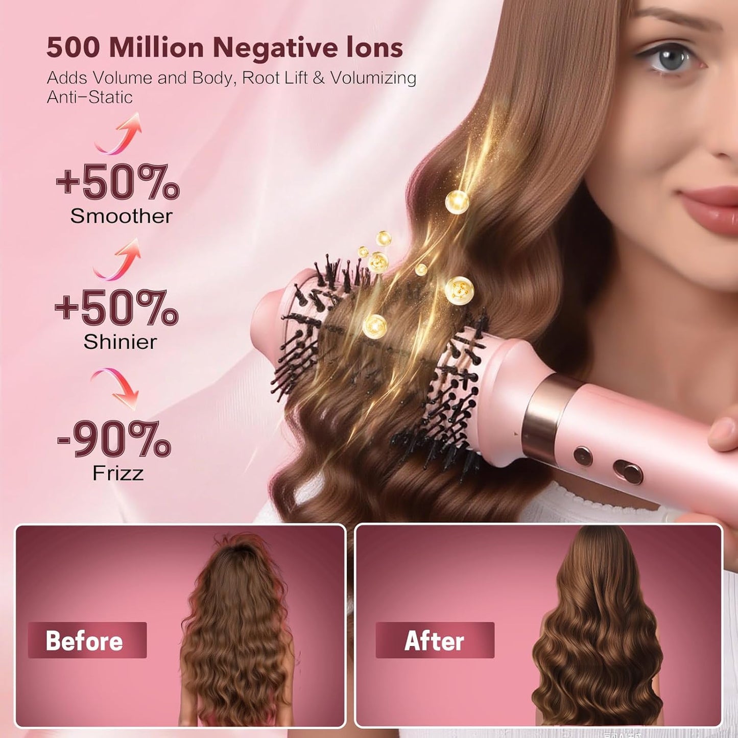 Mythsight 6-in-1 Air Styler & Blow Dryer Brush - Fast Drying, Auto-Wrap Curl, Frizz-Free Finish | Perfect Gift for Women