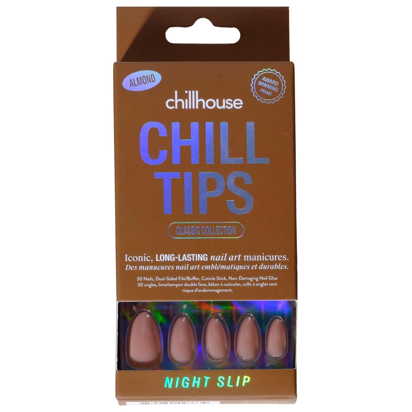 Chillhouse Press-On Nails Kit | Chill Tips - Almond Shape, 30 Customizable Sizes for Up to 2 Weeks Wear