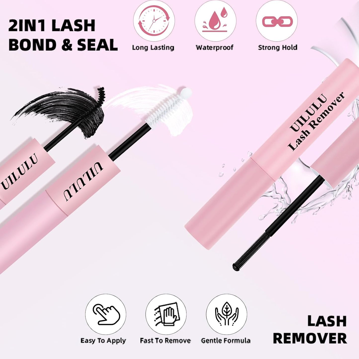 Lash Bond and Seal - Waterproof Eyelash Cluster Glue with Remover | Long-Lasting Hold (10ml + 5ml)