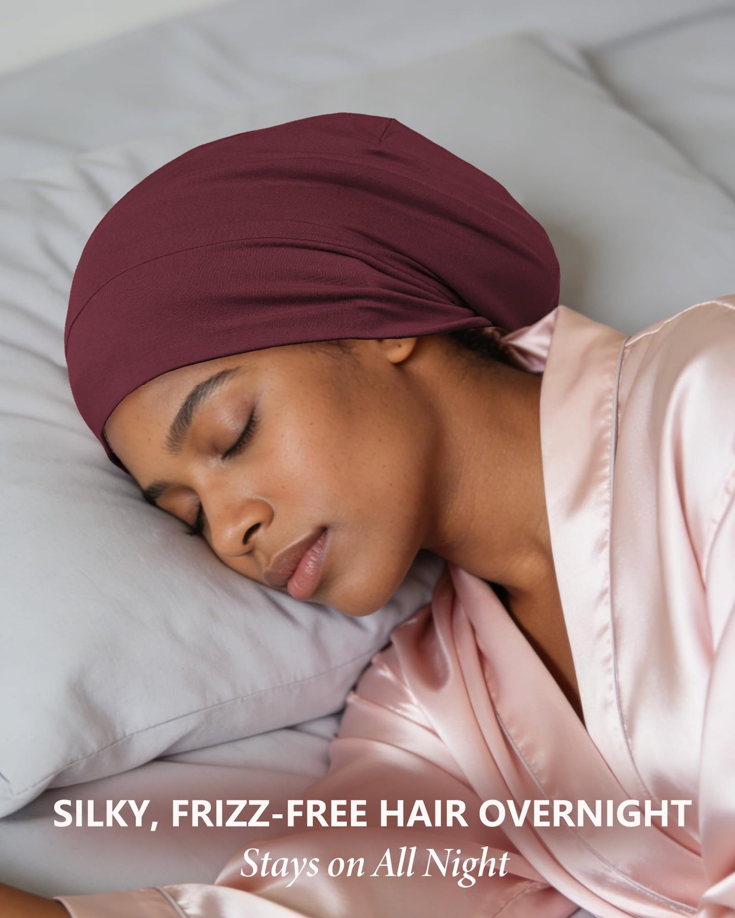100% Mulberry Silk Lined Bonnet for Sleeping Women Men, Bonnets for Curly Hair,Braid Sleep Cap Black Womens,Not Satin