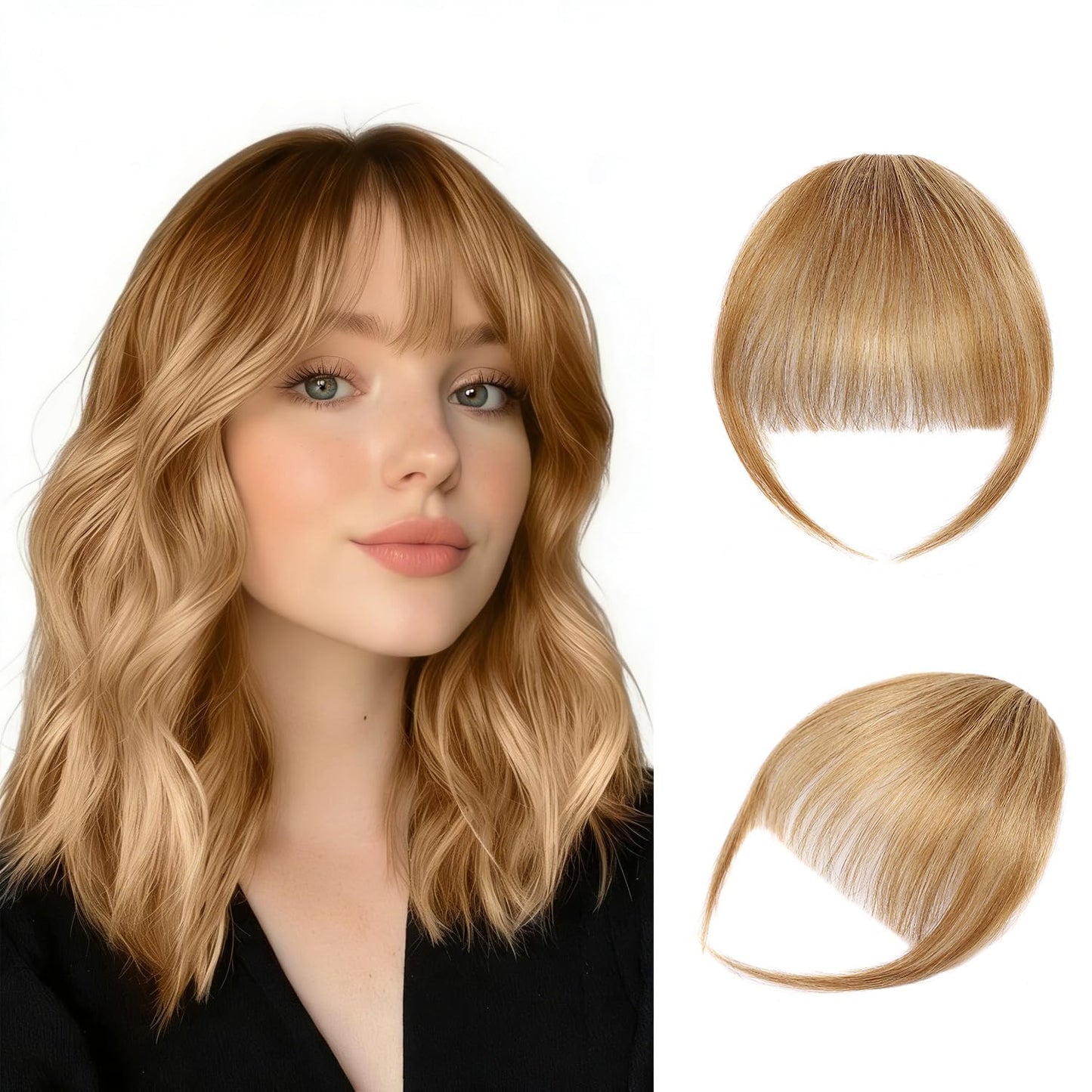 Clip In Bangs - 100% Real Human Hair Extensions | Wispy Dark Brown Fringe for Women