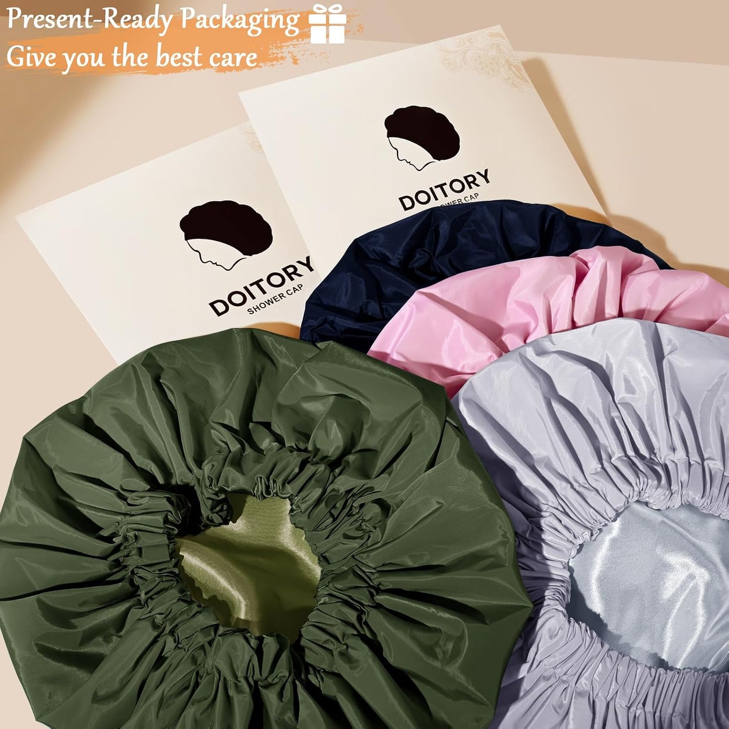 Satin Lined Shower Cap for Women - Reusable Waterproof Hair Protection | Large Washable Pink Cap