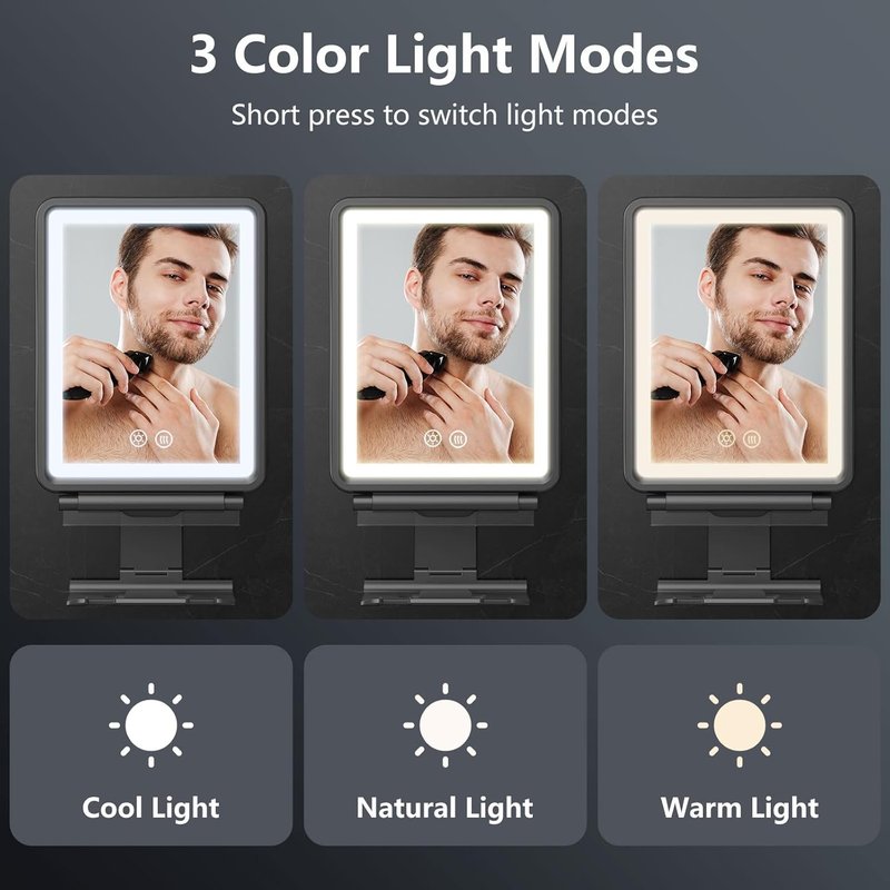Heated Shower Mirror - Fogless Shaving Mirror with Dimmable Lights | Rechargeable Anti-Fog Design, Razor Holder Included