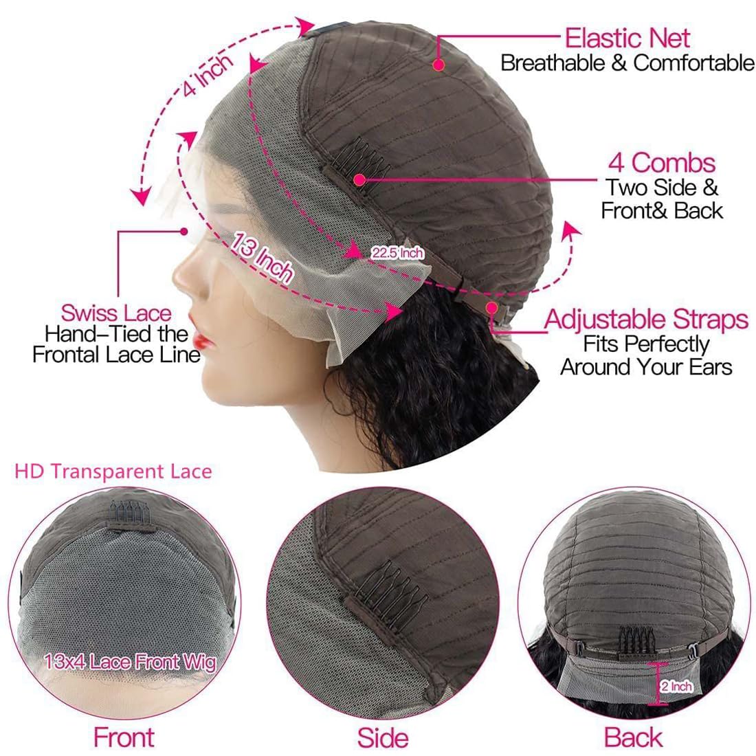 BLOCKICE Pixie Cut Wig Human Hair Stylish Curly Short Bob Wig Deep Wave 13x4 Lace Front Glueless Curly Human Hair Wigs for Black Women Natural Look Full Volume Lace Frontal 6 Inch