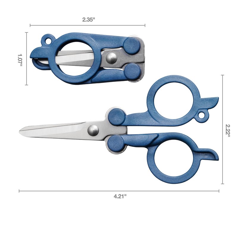 Fiskars Travel Folding Scissors, TSA-Compliant, Compact and Portable for Crafting and Quick Snips, Stainless Steel Blades, Explore Collection, Mountain Haze