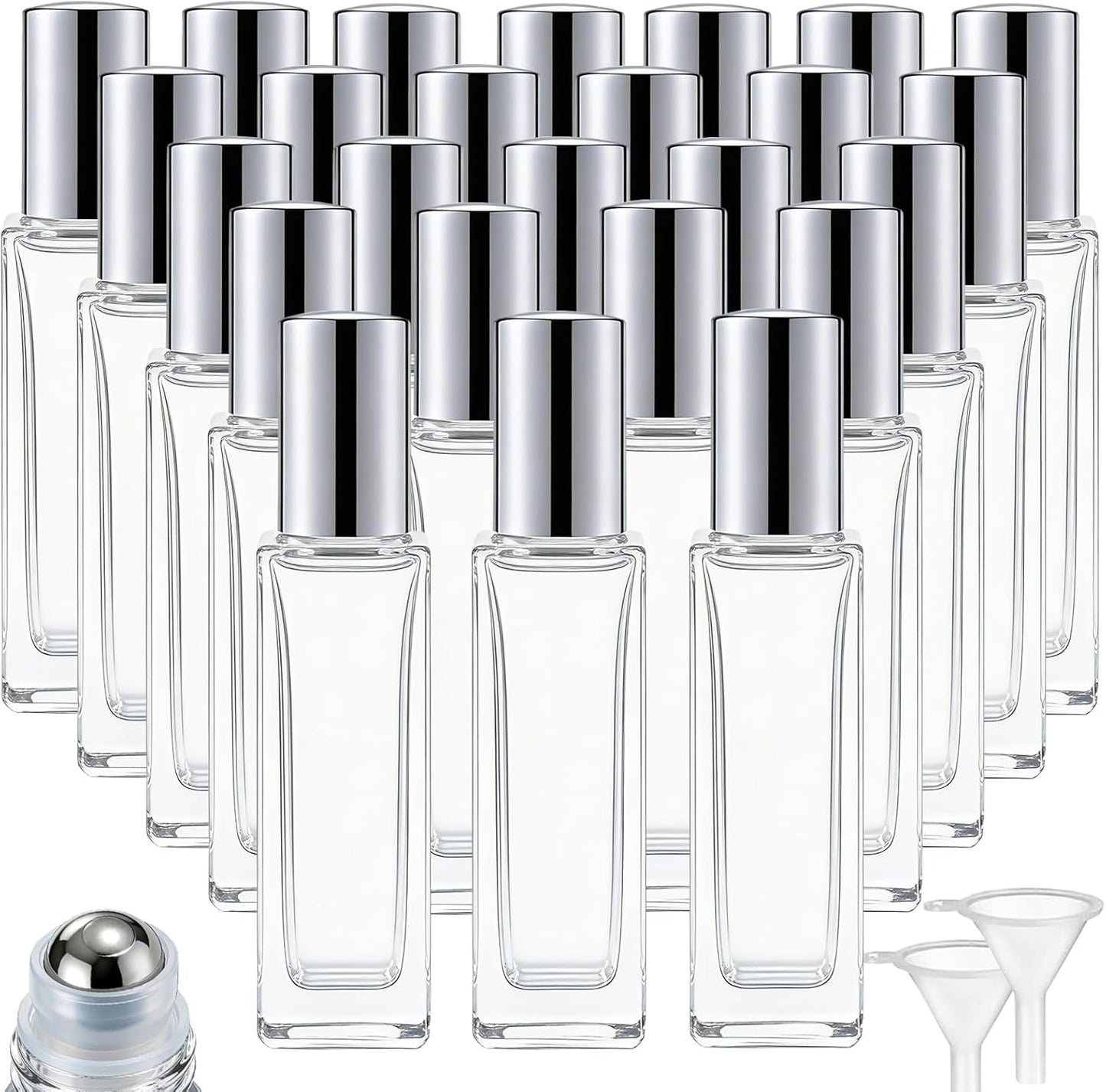 Essential Oil Roller Bottles - 100 Pcs 10 ml Thick Glass with Stainless Steel Balls | Leakproof & Travel-Friendly