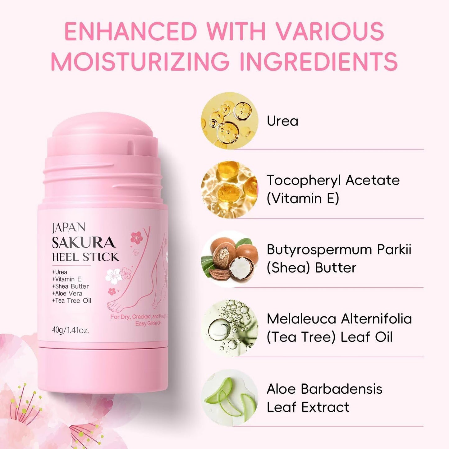 New Cover Cracked Heel Repair Stick, JAPAN SAKURA Heel Balm for Dry Cracked Feet & Heels Deeply Moisturize & Soften Feets, Exfoliates Dead Skin, Foot Balm For Hands, Heels, Elbows, Knees and More