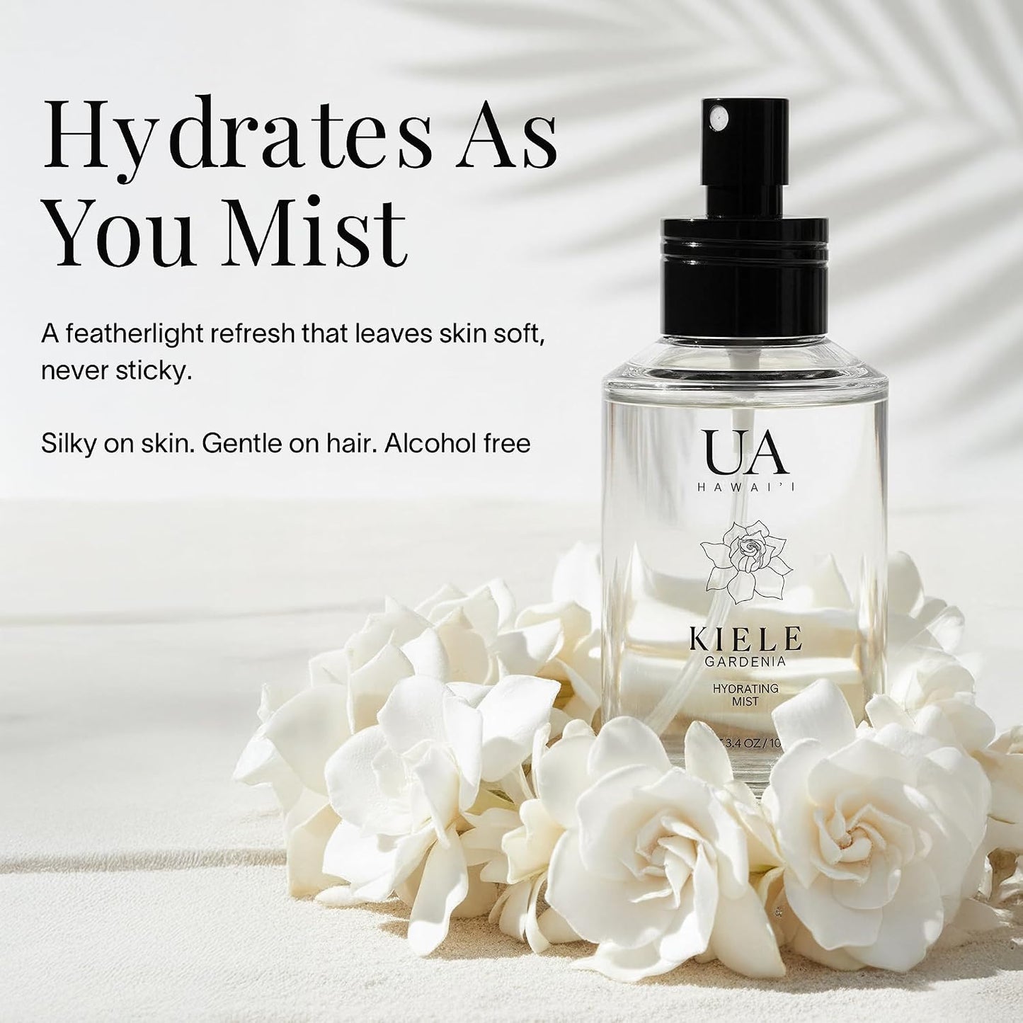Kiele Gardenia Body & Hair Mist - Hydrating Hair Perfume with Hyaluronic Acid | 3.4 oz, Alcohol-Free