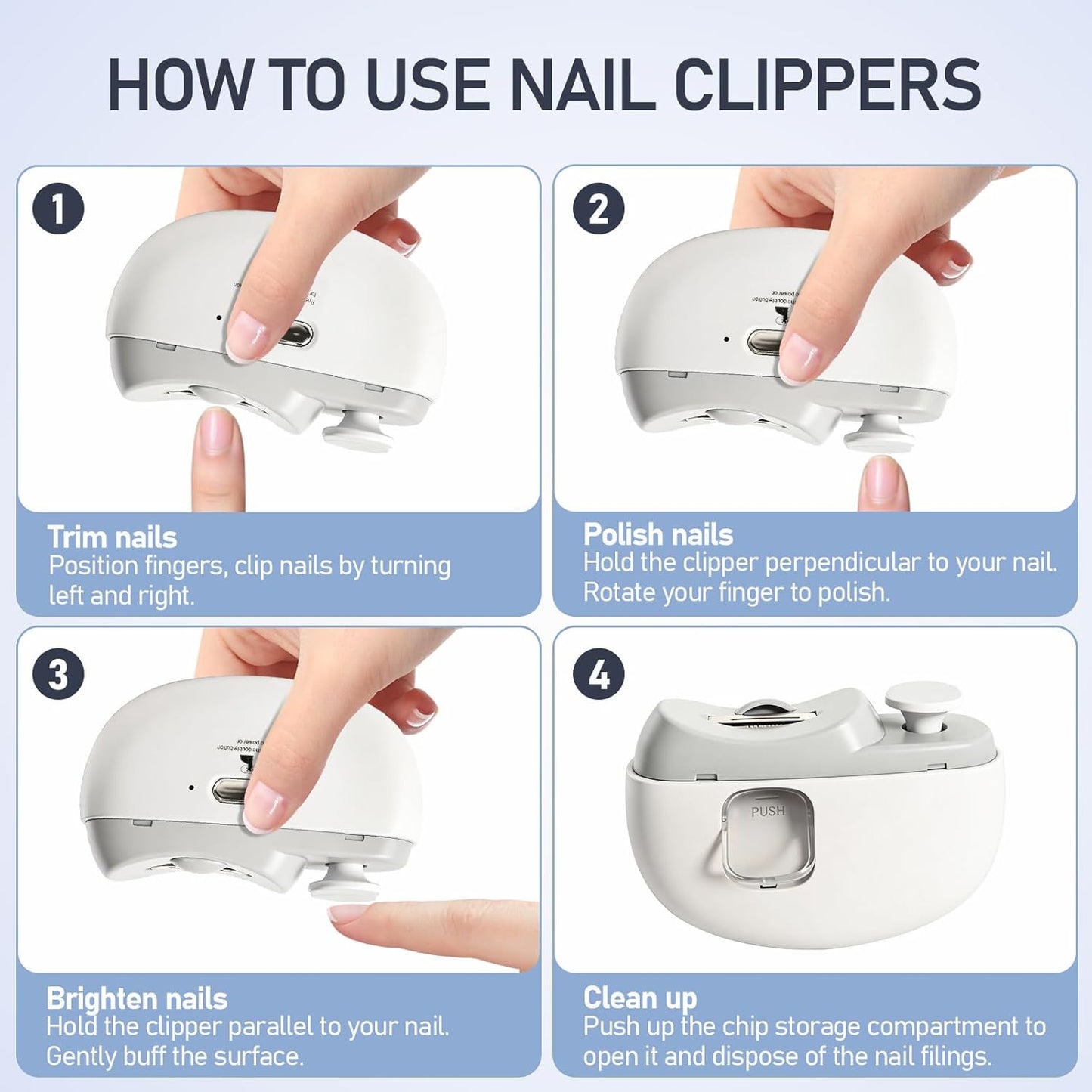 Electric Nail Clipper - Rechargeable Trimmer with LED Light | Ultra-Quiet & Safe for Kids, Adults, Seniors