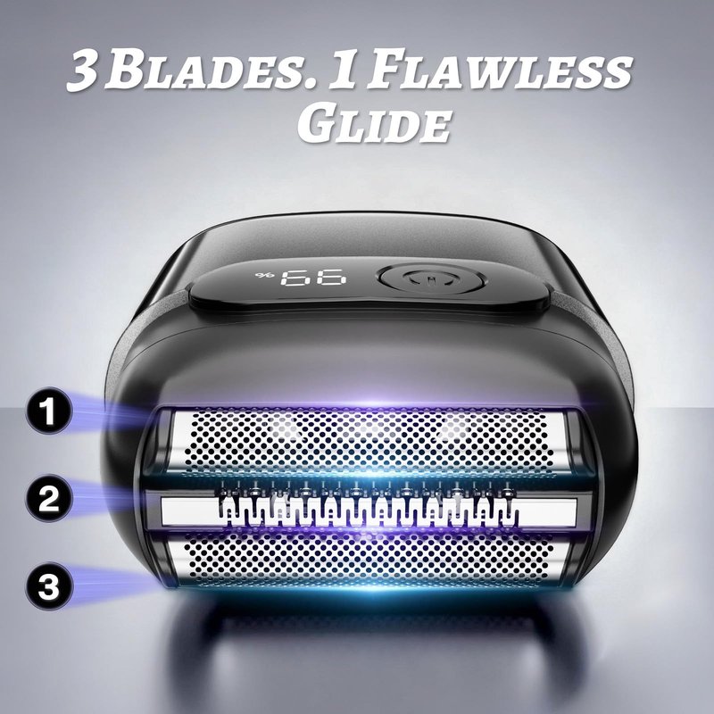 MALEGEBAZ Electric Foil Shaver for Men :3D Floating Blades, LED Display, USB-C Fast Charge, IPX8 Waterproof - Perfect for Travel & Smooth Shaving at Home Misty Gray